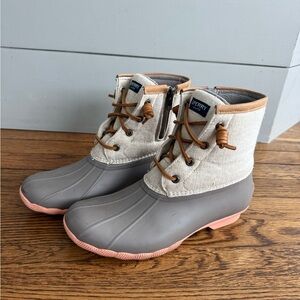 Sperry Saltwater Duck Boots Canvas Zip Waterproof Women’s US9